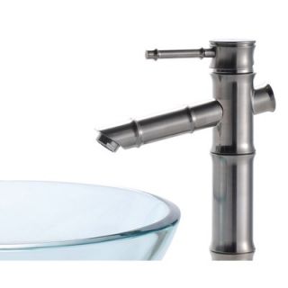 Kraus Clear Glass Sink and Bamboo Faucet   C GV 101 12mm 1300