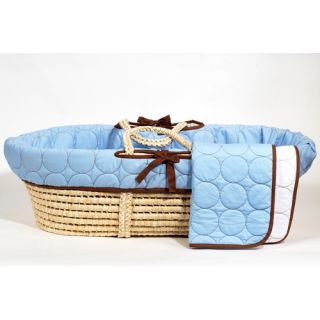 Quilted Circles Moses Basket in White and Chocolate