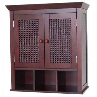 Cane Two Door Wall Cabinet with Cubbies