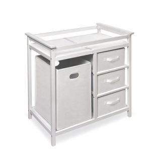 Badger Basket White Modern Changing Table with 3 Baskets and Hamper