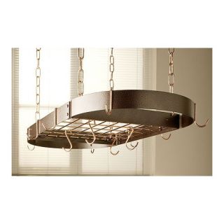 Hammered Copper Oval Pot Rack w/ Grid and Optional Additional Pot Rack