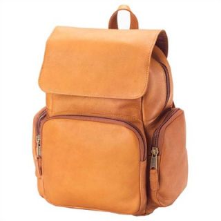 Clava Leather Vachetta Mid Size Multi Pocket Backpack in Tan