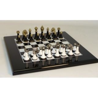 Ital Fama Wood and Metal Chess Set in Lacquered Black / White