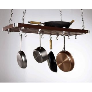 Concept Housewares Rectangular Espresso Wood Hanging Pot Rack   NP