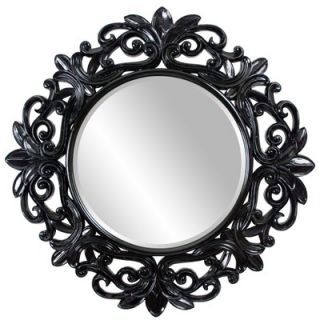 Imagination Mirrors Black Orchid Round Framed Mirror in Glossy Black