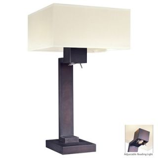 George Kovacs Table Lamp in Bronze with Ivory Mobuka Fabric Shade