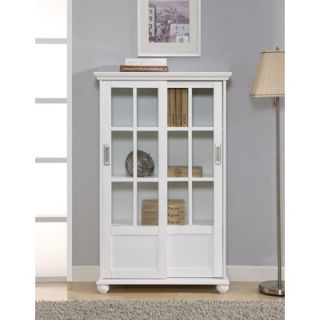 Altra Altra Bookcase with Sliding Glass Doors in High Gloss White