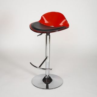 Chintaly Adjustable Swivel Stool with Acrylic Domed Shaped Seat in Red