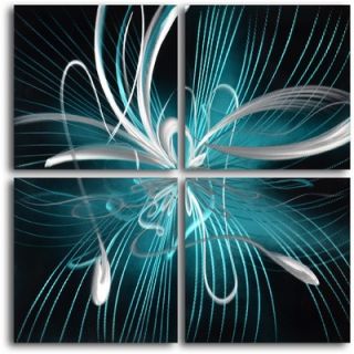 My Art Outlet Spirographic White Flower  4 Piece Contemporary