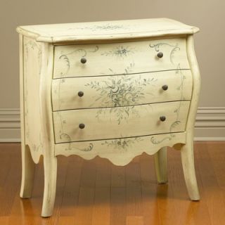 AA Importing Three Drawer Cabinet in Antique Ivory