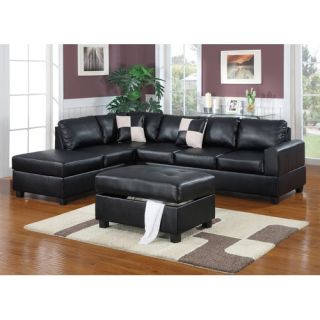 Hokku Designs Holmes Faux Leather Chaise Sectional Sofa   BFG M883