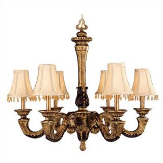 Living Well Grecian Gold 6 Light Chandelier with Beaded Shade