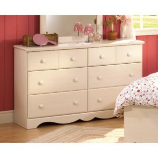 South Shore Summer Breeze White Wash Double 6 Drawer Dresser   3210