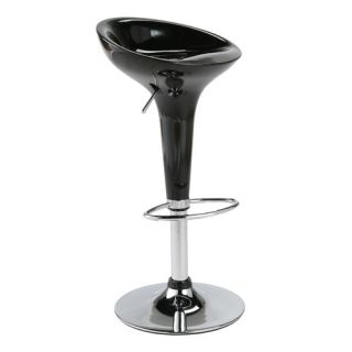  Quilted Faux Leather Adjustable Height Bar Stool in Black   212 851