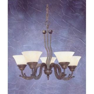  Lighting Wave 5 Light Chandelier with Marble Glass Shade   225 503