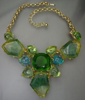  Jay Lane Couture Sim Emerald Green Sea Glass Bib Necklace New