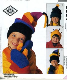 Kids Girl Boy Fleece Hats Mittens Sewing Pattern McCalls 9061
