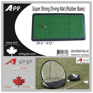 A99 Golf Practice Training Rubber Base Mat 26x12 Chipping Net Black
