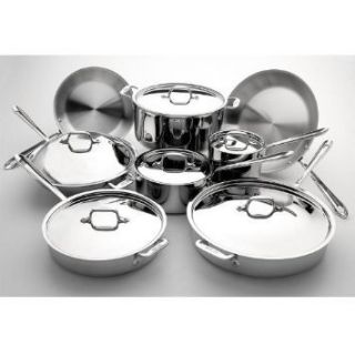 All Clad 3 Ply Tri Ply Stainless Steel 14 Piece Cookware Set Retail $
