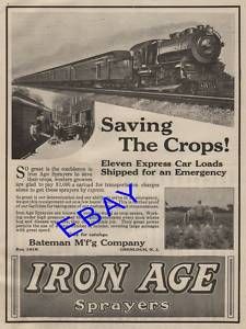 1919 Bateman Iron Age Sprayer Ad Grenloch NJ Train Load