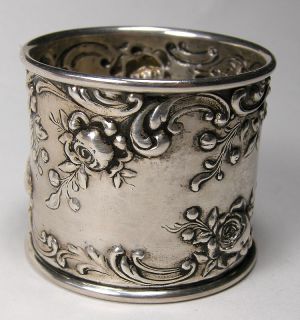 Gorham Roses Scrolls Sterling Silver Napkin Ring Pattern 524