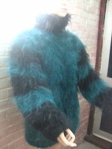 Fabulously Longhaired Turtleneck Hayfield Mohair Sweater In Dark Green