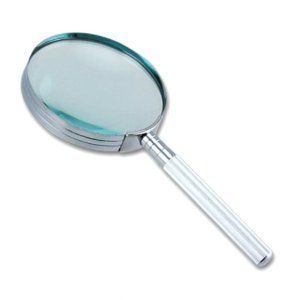 Magnifying Glass 8x Power Handheld Magnifier 2 Lens Chrome Metal