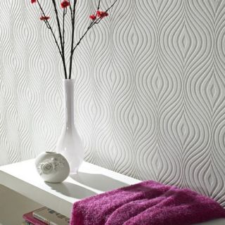 Graham Brown Paintable Curvy Wallpaper in White 17583