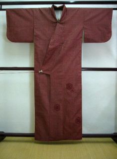 T215F Vintage Japanese Kimono Houmongi Granberry R