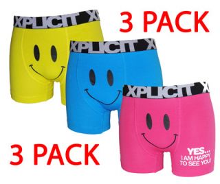xplicit happy face boxer shorts 3 pack