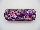 hard Sided Eyeglass Case Japanese Kimono Patterns Purple with