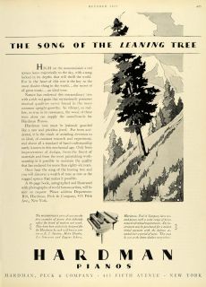 1928 Ad Musical Instruments Hardman Pianos Leaning Tree Anthony Hansen