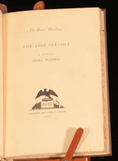 1933 The Abbe Prevost Helen Waddell Play First Edition Limited Signed