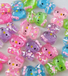 20pcs 5 Color Resin Hello Kitty Cats Flat Back Cabochons F1