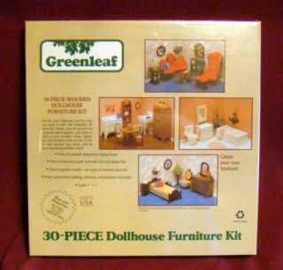 Greenleaf 30 Piece Dollhouse Furniture Wooden Set New in SEALED Box