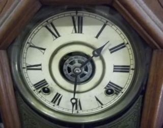 Vintage Wood Mantel Clock with Keys