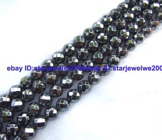 10mm hematite round faceted gemstone beads 15
