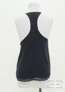 Haute Hippie Navy Black Silk Striped Sequin Sleeveless Top Size Medium