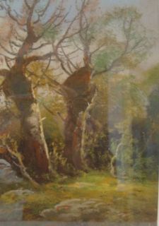 Antique William Chandler Pastel Landscape Painting Ornate Victorian