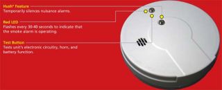 Features a red LED power light, test button to check alarm functions