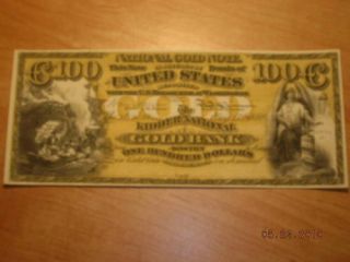 Copy 1870 $100 Gold Hessler Paper US Money Replica Note
