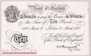 Germany / Great Britain WWII Operation Bernhard 10 Pounds 1937