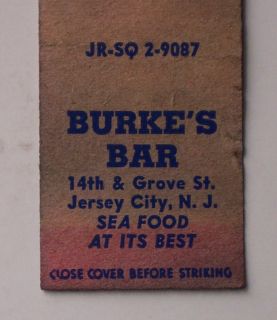 1940s Matchbook Burkes Bar 14th Grove Jersey City NJ