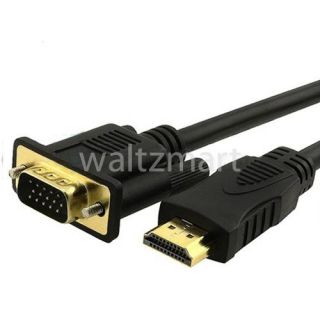 6ft 1 8M HDMI Gold Male to VGA HD 15 Male Cable Cord 1080p