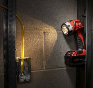 M18 Cordless Work Light provides a fold away hook for hands free use