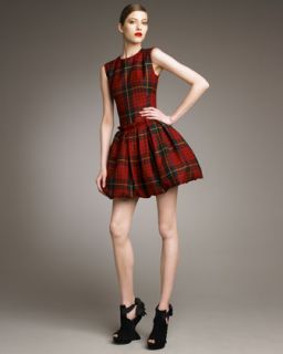 McQ Alexander McQueen Tartan Pouf Skirt Dress   