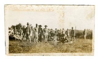 WWI Era Soldiers Platoon Together Posing Naturally Antique Photograph