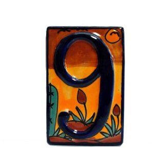 9, Nine, Cactus Design Ceramic Number Tile