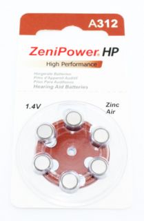 Zenipower Size 312 Zinc Air Hearing Aid Batteries 60