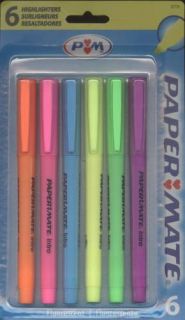 PaperMate Highlighters   Assorted Colors   6 Pack   New Sealed